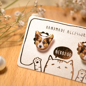 Brown Corgi Dog Studs Earrings,Sterling Silver Earrings,Stainless Steel Earrings,Dog Jewelry, Gift For Dog Owner,Gift For Dog Lover