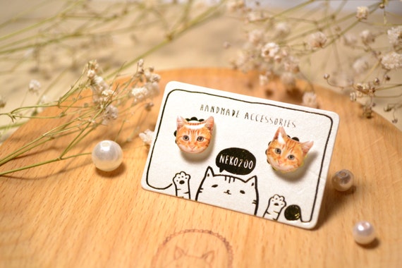 Sterling Silver Stud Cat Resin Sterling Silver Stud Cat Resin