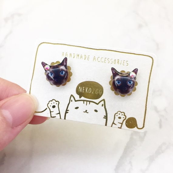 Sterling Silver Stud Cat Resin Sterling Silver Stud Cat Resin