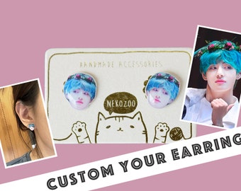 Custom Your Crush Earrings - Kpop Idol - surgical steel earrings handmade Tiny Jewelry with wrapping bag