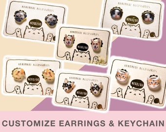 Customize Resin Photo Earrings, Cat Custom Earrings, Dog Custom Earrings, Cat Lover Gifts, Dog Lover Gifts, Pet memorial Gifts,For Cat Owner