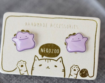 Pokemon Ditto Earrings surgical steel earrings handmade Tiny Jewelry with wrapping bag