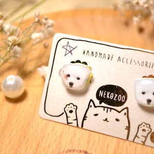 Maltese Dog Studs Earrings,Sterling Silver Earrings,Stainless Steel Earrings,Dog Jewelry, Gift For Dog Owner,Gift For Dog Lover