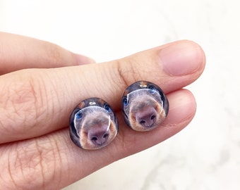 Orecchini a bottone a forma di cane Beagle, orecchini in argento sterling, orecchini in acciaio inossidabile, gioielli per cani, regalo per il proprietario di un cane, regalo per l'amante dei cani