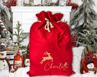 Personalised Canvas Santa Sack - RED