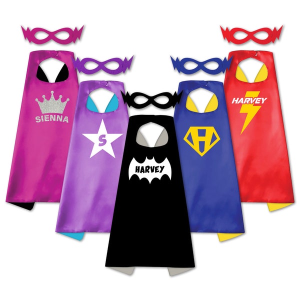 Personalised Kids Super Hero Cape & Mask Set