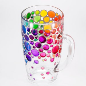 Custom Personalized Mug with Stained Glass Effect, Inspirational Rainbow Mug, Hand Painted Unique Coffee Mugs, Large Coffee Mug Sizes