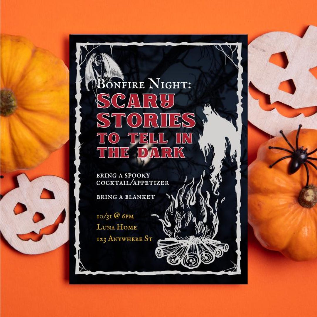 Bonfire Scary Stories - Halloween Party Invitation Template - Etsy