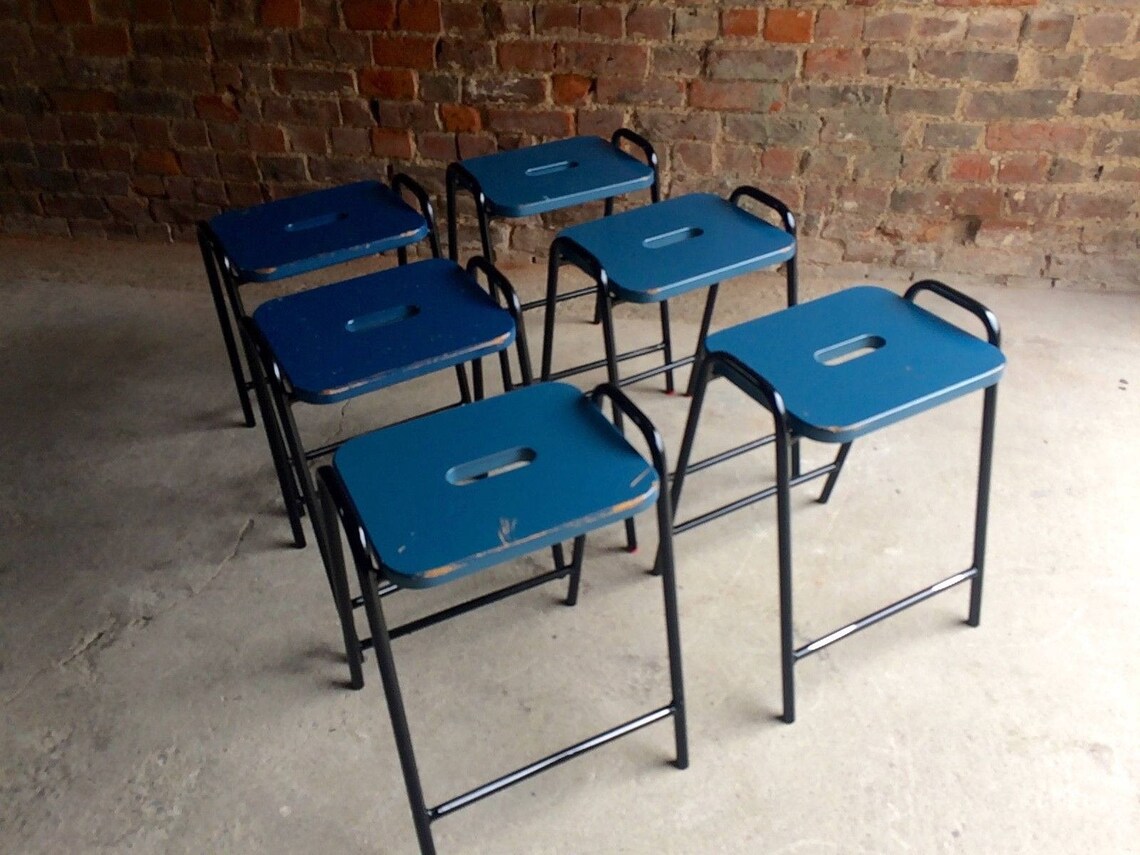 Fabulous Set of Six Science Lab Bar Stools Industrial Etsy