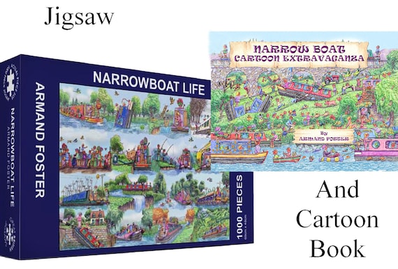 NARROWBOAT LIFE Jigsaw and Cartoon Book Set By Armand Foster