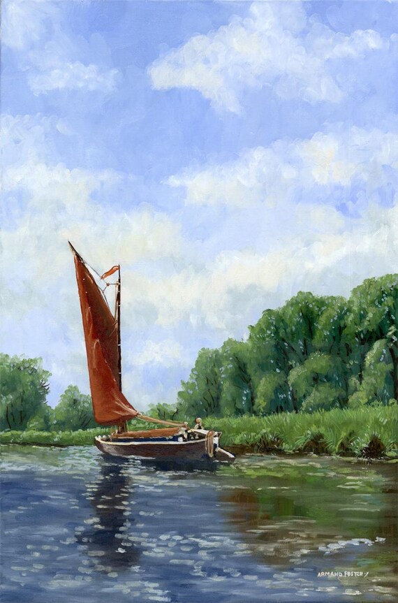 THE WHERRY - Beautiful original oil  on stretched canvas by Armand Foster - 20" x 16"