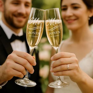 Mr & Mrs Hochzeit Sektflöten: Personalisierte Gläser