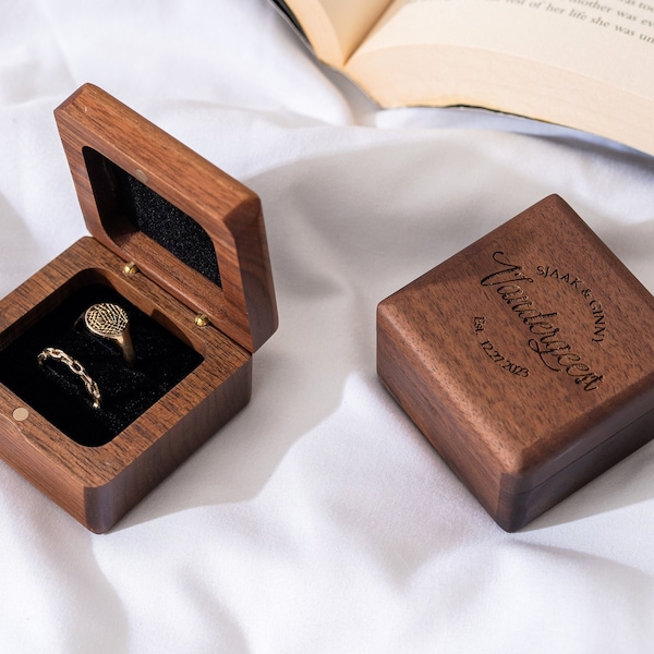 Sustainable ECO FRIENDLY Wood Ring Box – Wedding Ring, Custom Ring Box, Engraved Ring Bearer Box – Engraved Ring Box – Engraved Wedding Ring