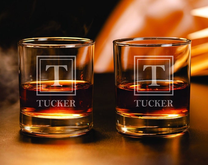 Custom Engraved Whiskey Glass: Personalized Bourbon Glass, 10 oz