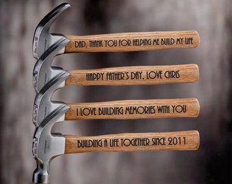 Personalisierter Hammer - Einzigartige Vatertagsgeschenkidee für Papa - Gravurhammer Holz Jahrestagsgeschenk, Geschenk für Mann, Geschenk für Freund