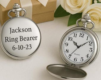 Personalized Ring Bearer Gift - Personalized Pocket Watch •