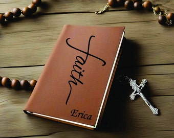 Journal de prière personnalisé avec croix, journal objectif personnalisé, journal fait main en similicuir pour homme, journal de prière cadeau chrétien
