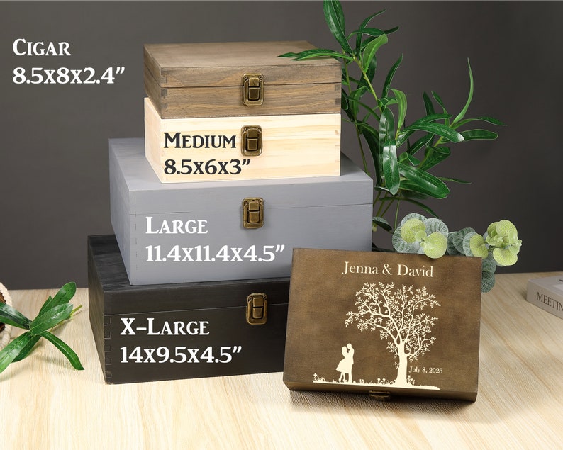 Personalized Wood Memory Keepsake Box, Family Tree Keepsake Box, Personalized Gift Box, Personalized Wedding Memory Box, Photo Box image 8