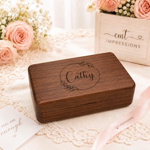 Personalized Wooden Jewelry Box, Engraved Travel Case, Bridesmaid Gift