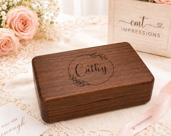 Personalized Wooden Jewelry Box, Engraved Travel Case, Bridesmaid Gift