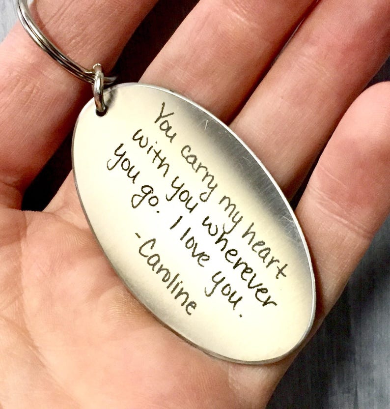 Engraved HANDWRITING Keychain Anniversary Gift for Boyfriend Etsy