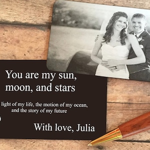 SALE Engraved HANDWRITING Picture Wallet Card Photo Wallet Insert Groom gift, Husband gift, Anniversary gift for Boyfriend image 2