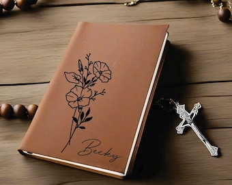 Journal de gratitude personnalisé, journal de prière en cuir, journal d'étude de la Bible, journal de manifestation de prière de gratitude en cuir personnalisé,