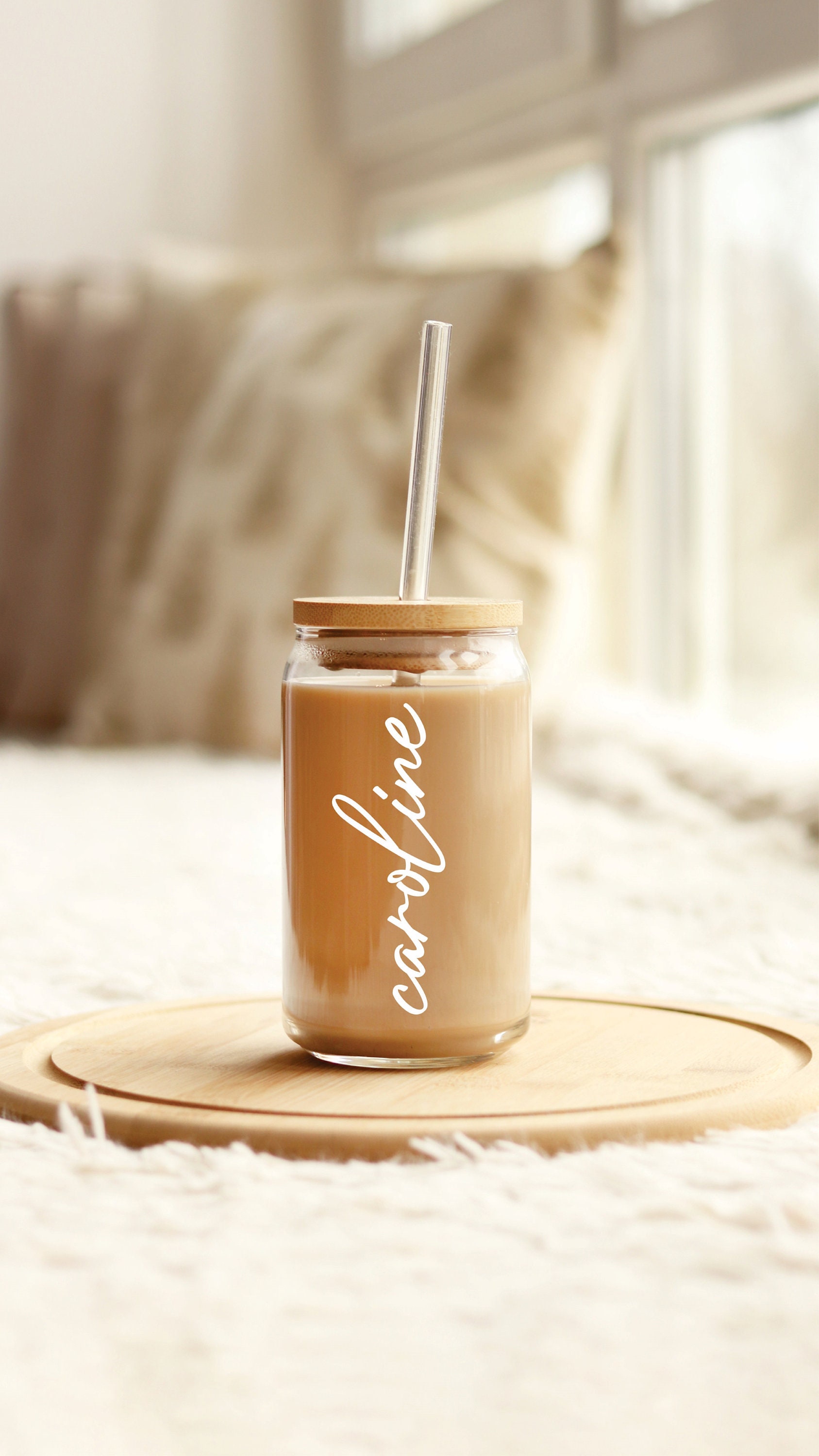 Tasse à café glacée de fleur de naissance personnalisée, verre de