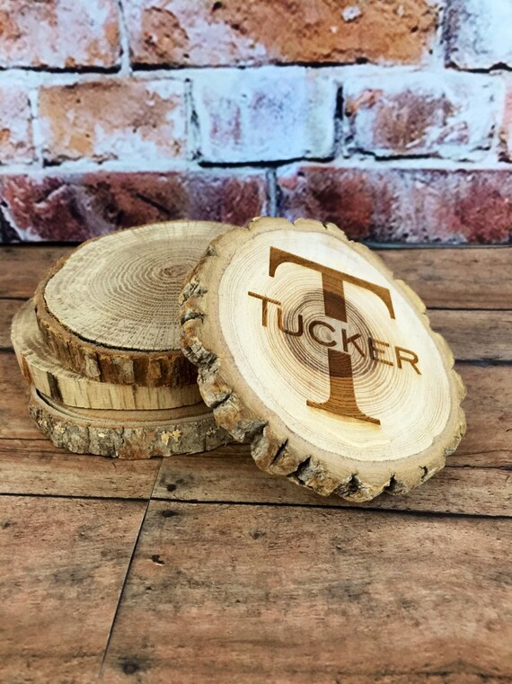 Wood Log Coasters Tree Log Coasters Custom Wood Coaster Set Etsy