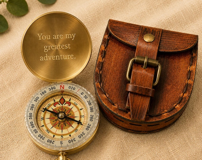 Custom Engraved Compass: Personalized Monogram Compass
