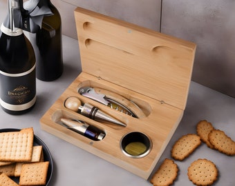 Coffret cadeau personnalisé d'outils pour le vin, Cadeaux vin personnalisés, Accessoires vin personnalisés, Cadeau de pendaison de crémaillère, Idées cadeaux d'entreprise,