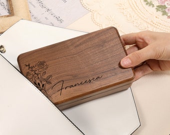 PERSONALISIERTES Reiseetui für Frauen - Brautjungferngeschenk - Schmuckorganizer aus Holz, personalisierte Schmuckschatulle, Schmucketui aus Holz