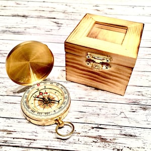 Engraved Compass, personalized  compass. Boxed compass - Groom Gift - compass, keepsake box. Keepsake compass, rustic compass, military gift