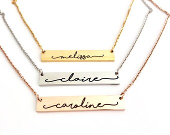 Necklace with Name, Name bar necklace for Mom, Necklace for Women, Custom Bridesmaid Name Necklaces,