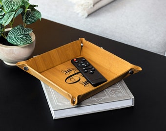 Remote Tray, Catch all Tray, Office Desk Key Holder Tray, Sustainable Leather Eco Friendly Valet Tray