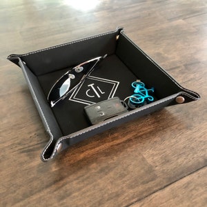 Leather Valet Tray for Men, Personalized Leather Valet Tray, Valet Tray Gift for Groom