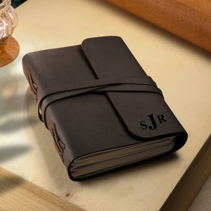 Personalized Genuine Leather Journal Notebook - Custom Diary, Travel Sketchbook, Corporate Gifts, Father&#39;s Day, Gift for Him/Her