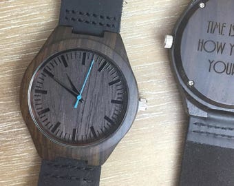 Custom Fathers Day|Fathers Day Gift|Engraved Watch for Dad|Engraved Wood Watch|Personalized Watch|Wood Watch for Him
