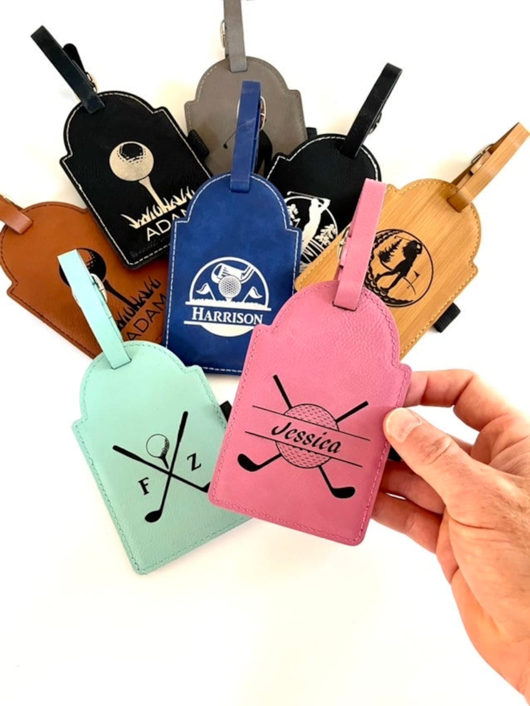 Leatherette Custom Golf Bag Tag for Women, Eco Friendly Personalized Golf Tee Gift, Golf Gifts