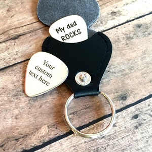 Personalized Guitar Pick with leather case, Customized, Engraved Guitar Pick - Gift for Husband, Dad, Boyfriend