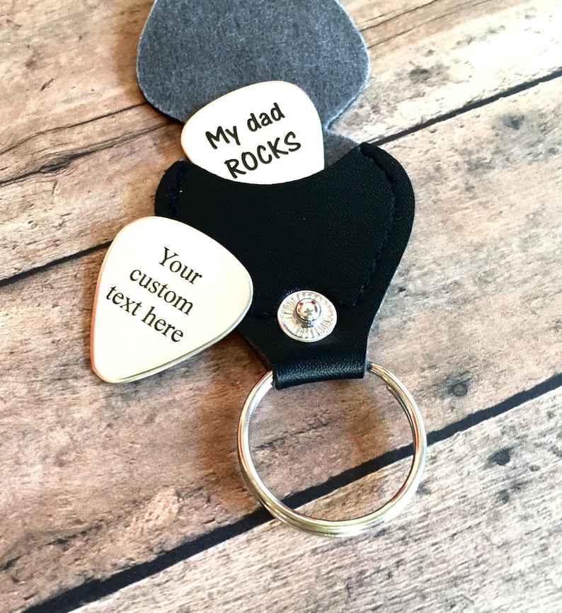 Personalized Guitar Pick with leather case, Customized, Engraved Guitar Pick - Gift for Husband, Dad, Boyfriend