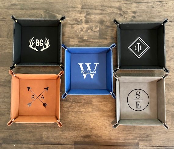 Personalized Leatherette Valet Tray: Engraved Men's Gift