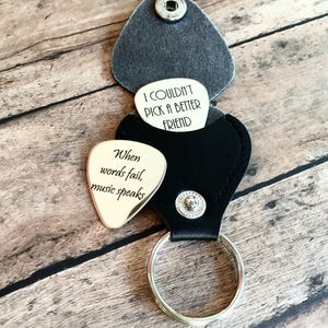 HUGE SALE! Personalized Guitar Pick with leather case, Engraved Guitar Pick - Gift for Husband, Dad, Boyfriend, Groom Gift- Husband Gift