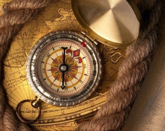 Gold BRASS, Engraved BOY SCOUT Compass. Free engraving of your choice