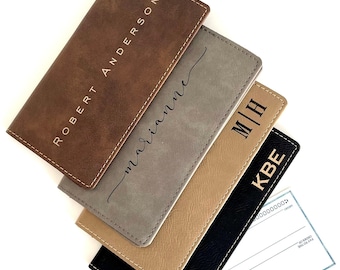 PERSONALZIED CHECKBOOK Covers, Engraved checkbook cover, Custom Leather Checkbook Case, Custom Eco Friendly Checkbook Holder