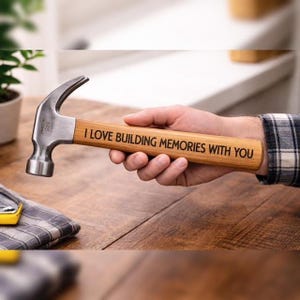 Personalized Laser Engraved Hammer, Custom Wood Handle, Gift for Dad