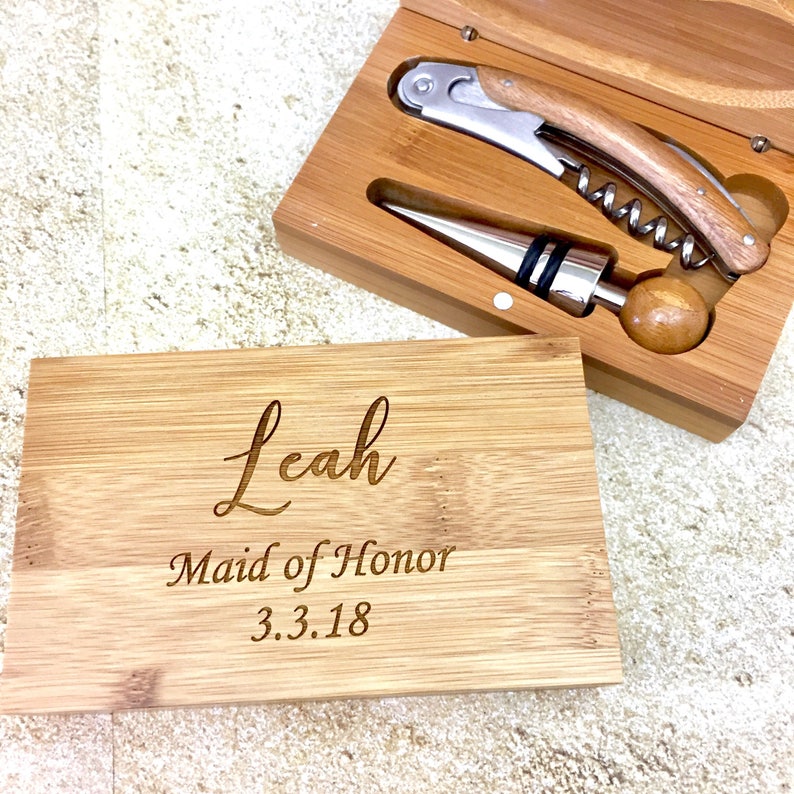 Engraved Wine Tool SetWine Tool SetWine Opener SetWine Gifts For MenPersonalized Wine GiftsWine Accessories Gift Set4pc Wine Gift image 2