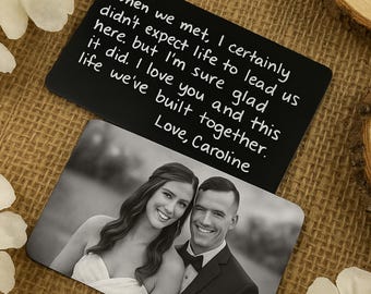 Portafoglio con foto personalizzato, inserto in metallo inciso personalizzato