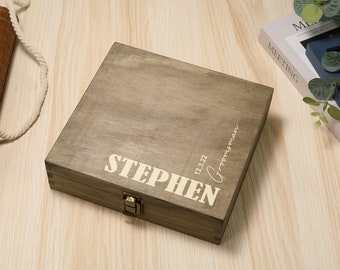 Personalized Groomsmen Gift Box , Groomsmen Proposal Gift Box- Best Man Cigar Gift Box - Unique Christmas Wooden Gift Box