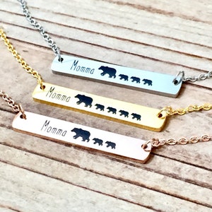 MAMA Bear Necklace, MOTHER'S DAY Gift, Mom Necklace Horizontal Bar Necklace, Mothers Day Jewelry, Gift for Mom, New Mom Gift, Newborn Gift